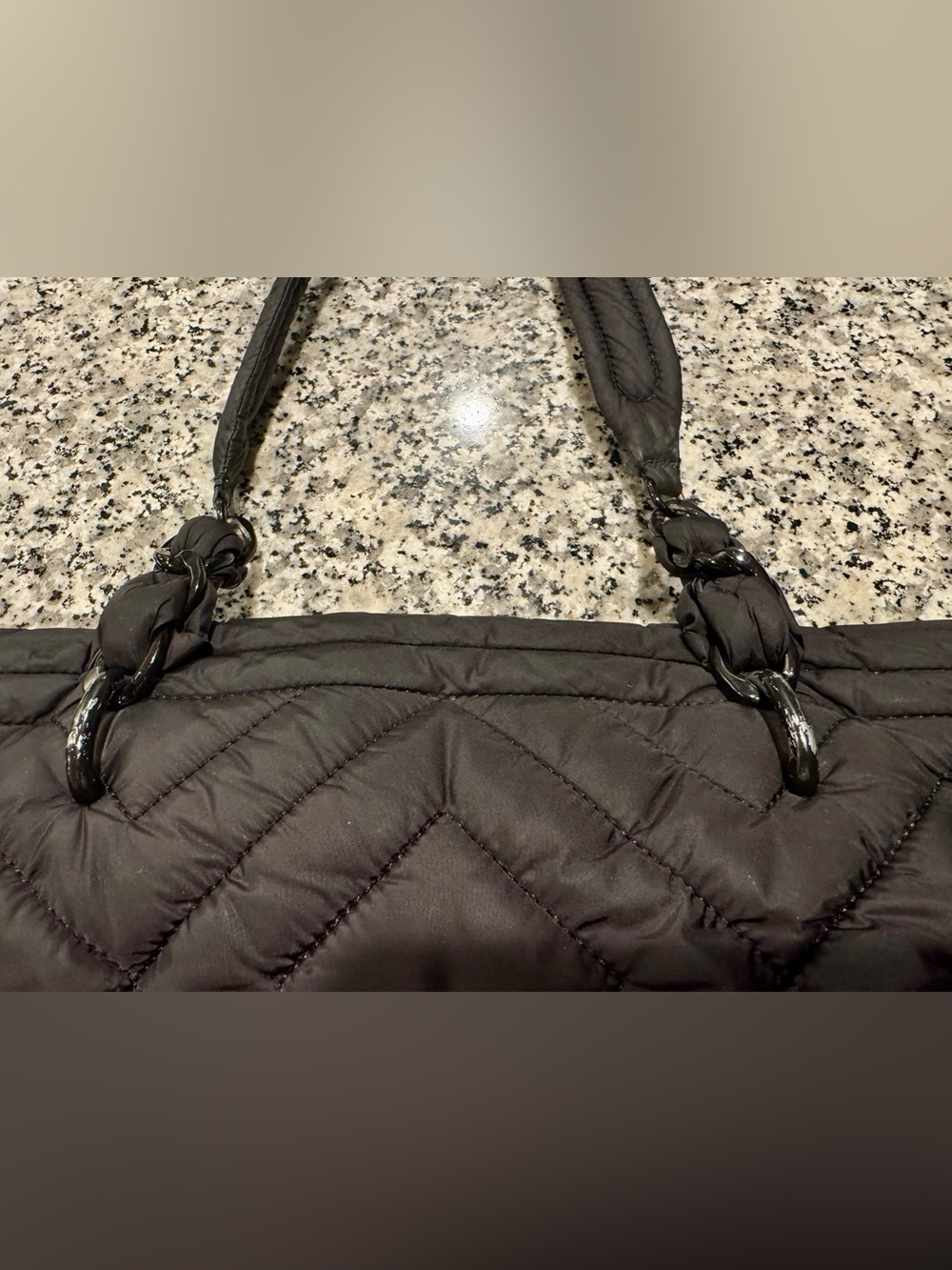 Tory Burch Black Quilted Nylon Tote - Picture 8 of 10